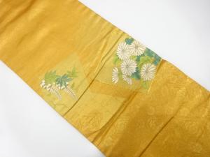 色紙に菊・藤模様　刺繍　名古屋帯